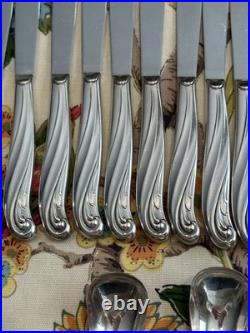 WM Rogers Co 47 Piece MODERN SCROLL Extra Plate Silverplate Flatware Set, 1958 WM Rogers Co 47 Piece MODERN SCROLL Extra Plate Silverplate Flatware Set, 1958