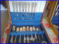 WM Rogers Co IS Silver Plate Flatware Jubilee Pattern 49 Pieces with Box
