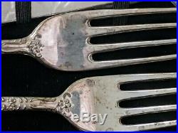WM Rogers Co Silverplate Flatware Enchanted Rose 51 piece 12 Place Settings Tray
