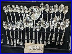 WM Rogers Co Silverplate Flatware Enchanted Rose 51 piece 12 Place Settings Tray