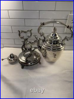 WM Rogers Eagle Star Antique Silverplated Tilting Teapot w Cream Pitcher & Sugar