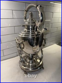 WM Rogers Eagle Star Antique Silverplated Tilting Teapot w Cream Pitcher & Sugar