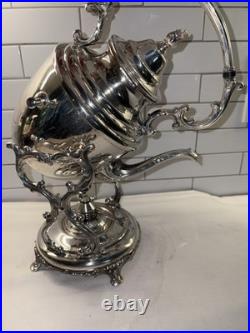 WM Rogers Eagle Star Antique Silverplated Tilting Teapot w Cream Pitcher & Sugar