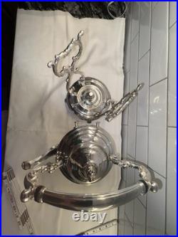 WM Rogers Eagle Star Antique Silverplated Tilting Teapot w Cream Pitcher & Sugar
