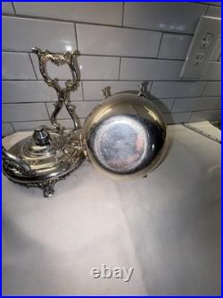 WM Rogers Eagle Star Antique Silverplated Tilting Teapot w Cream Pitcher & Sugar