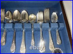 WM Rogers International Jubilee 42 Piece Silverware Set with Case