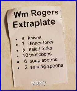 WM Rogers Original Rogers MFG CO Extra Plate Flatware Set Of 38 Pieces + Case