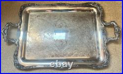 WM Rogers Silver Plated 5-Piece Coffee Tea Set with Ornate Tray #290 Vintage