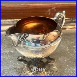 WM Rogers Silver Plated 5-Piece Coffee Tea Set with Ornate Tray #290 Vintage