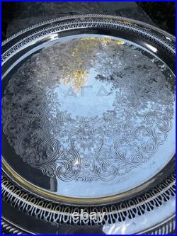 WM Rogers Silver Plated Serving Tray 15 272 Scroll Alpha Gamma Delta Sorority