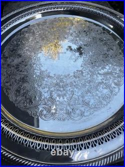 WM Rogers Silver Plated Serving Tray 15 272 Scroll Alpha Gamma Delta Sorority