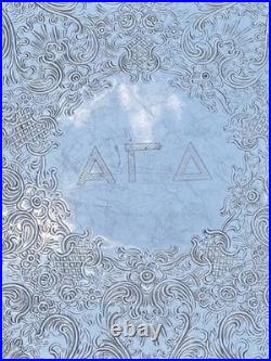 WM Rogers Silver Plated Serving Tray 15 272 Scroll Alpha Gamma Delta Sorority