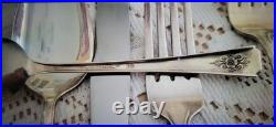 WM Rogers Silverplate Flatware 1954 Mountain Rose 50 Pieces with Wood Box WM Rogers Silverplate Flatware 1954 Mountain Rose 50 Pieces with Wood Box