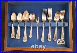 WM Rogers Silverplate Flatware Set For 8 Service 44 Pieces 1953 Jubilee WM Rogers Silverplate Flatware Set For 8 Service 44 Pieces 1953 Jubilee