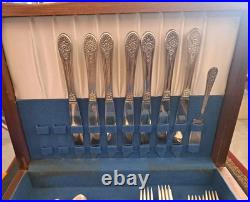WM Rogers Silverplate Flatware Set For 8 Service 44 Pieces 1953 Jubilee WM Rogers Silverplate Flatware Set For 8 Service 44 Pieces 1953 Jubilee