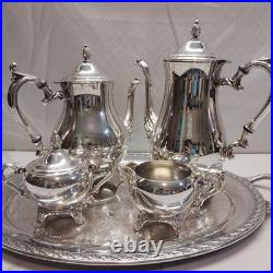 WM Rogers & Son 2600 Silverplate coffee and tea WithSpring Flower 2080 tray 1956 WM Rogers & Son 2600 Silverplate coffee and tea WithSpring Flower 2080 tray 1956