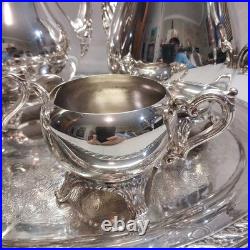 WM Rogers & Son 2600 Silverplate coffee and tea WithSpring Flower 2080 tray 1956
