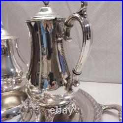 WM Rogers & Son 2600 Silverplate coffee and tea WithSpring Flower 2080 tray 1956