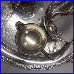 WM Rogers & Son 2600 Silverplate coffee and tea WithSpring Flower 2080 tray 1956