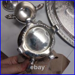 WM Rogers & Son 2600 Silverplate coffee and tea WithSpring Flower 2080 tray 1956