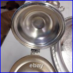 WM Rogers & Son 2600 Silverplate coffee and tea WithSpring Flower 2080 tray 1956