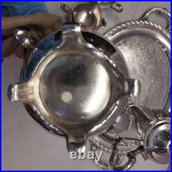 WM Rogers & Son 2600 Silverplate coffee and tea WithSpring Flower 2080 tray 1956