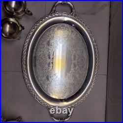 WM Rogers & Son 2600 Silverplate coffee and tea WithSpring Flower 2080 tray 1956