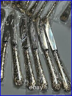 WM Rogers & Son Enchanted Rose-50 Piece Plated Silverware Set Service 12 Gold