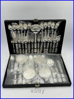 WM Rogers & Son Enchanted Rose Flatware Silver Plated Vintage 63 Piece Set