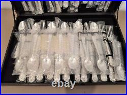 WM Rogers & Son Enchanted Rose Flatware Silver Plated Vintage 63 Piece Set New