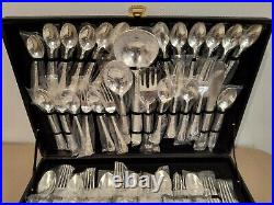 WM Rogers & Son Enchanted Rose Flatware Silver Plated Vintage 63 Piece Set New