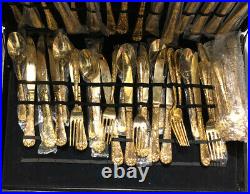 WM. Rogers & Son Enchanted Rose Gold Plated Flatware 63 piece Set