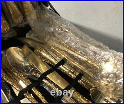 WM. Rogers & Son Enchanted Rose Gold Plated Flatware 63 piece Set