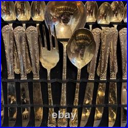 WM Rogers & Son Enchanted Rose Gold Plated Silverware Flatware 51 Piece