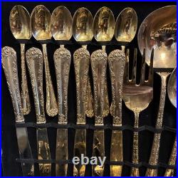 WM Rogers & Son Enchanted Rose Gold Plated Silverware Flatware 51 Piece