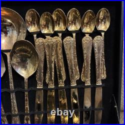 WM Rogers & Son Enchanted Rose Gold Plated Silverware Flatware 51 Piece