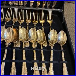 WM Rogers & Son Enchanted Rose Gold Plated Silverware Flatware 51 Piece