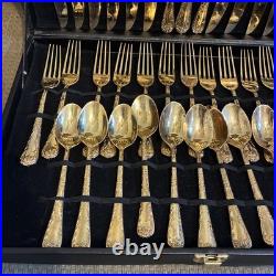 WM Rogers & Son Enchanted Rose Gold Plated Silverware Flatware 51 Piece