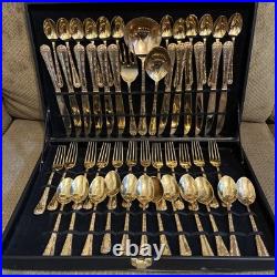 WM Rogers & Son Enchanted Rose Gold Plated Silverware Flatware 51 Piece
