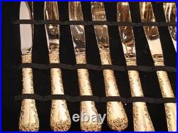 WM Rogers & Son Enchanted Rose Gold Plated Silverware Flatware With Servers