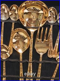 WM Rogers & Son Enchanted Rose Gold Plated Silverware Flatware With Servers