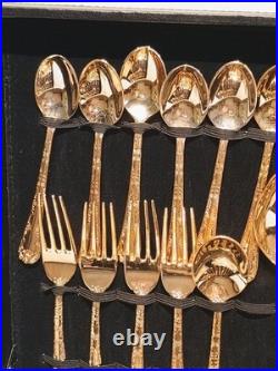 WM Rogers & Son Enchanted Rose Gold Plated Silverware Flatware With Servers