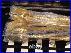 WM Rogers & Son Enchanted Rose Gold Plated Silverware Flatware With Servers