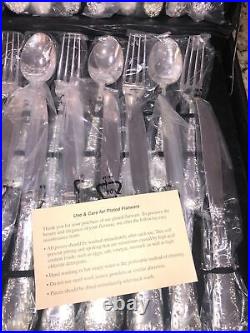 WM Rogers & Son Enchanted Rose Silverplate 51 PC Service For 12 Flatware W Case