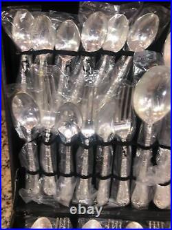 WM Rogers & Son Enchanted Rose Silverplate 51 PC Service For 12 Flatware W Case