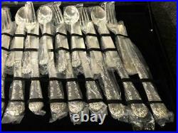 WM Rogers & Son Enchanted Rose Silverplate 51 PC Service for 12 Flatware withCase