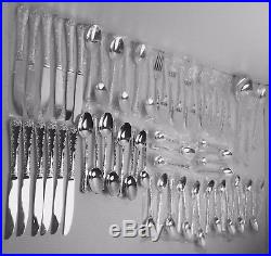 WM Rogers & Son Silverplate China Enchanted Rose 64 Pieces Flatware Set