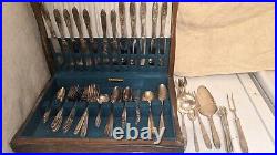 WM Rogers & Son Silverplate Silverware Flatware Set 63 pc. Withcase. With case