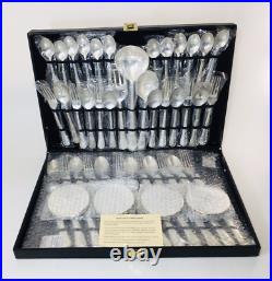 WM Rogers & Son Silverplate Silverware Flatware Set Enchanted Rose 63 pc. Withcase