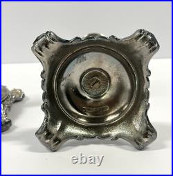 WM Rogers & Son Victorian Rose Candlestick Holder Set Silver Plate VTG Ornate WM Rogers & Son Victorian Rose Candlestick Holder Set Silver Plate VTG Ornate